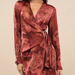 Lulus Satin Belted Mini Dress